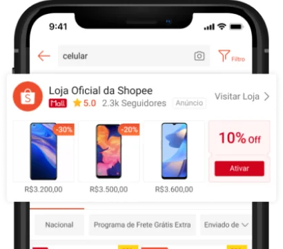 Exemplo de Anúncio de Busca da Loja no Shopee Ads mobile