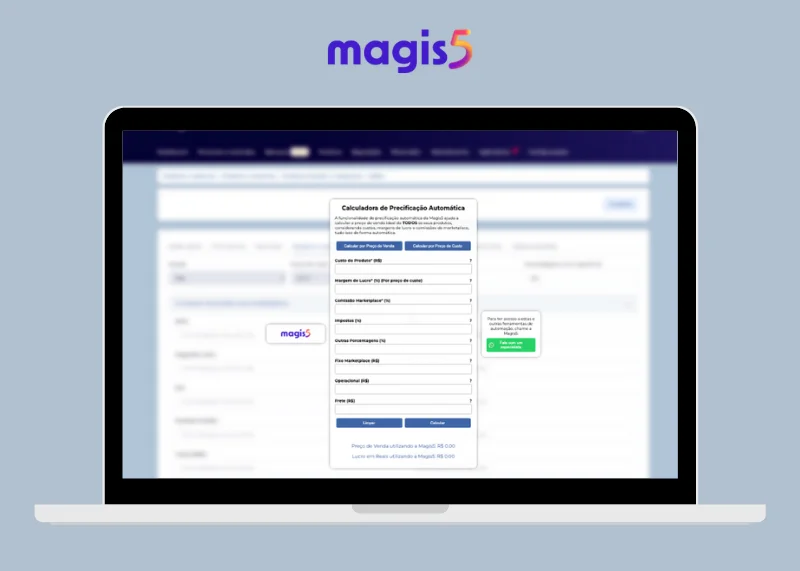 Exemplificação da ferramenta calculadora de precificação da Magis5