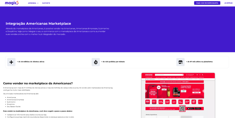 Integração Americanas Marketplace 10 pagina americanas