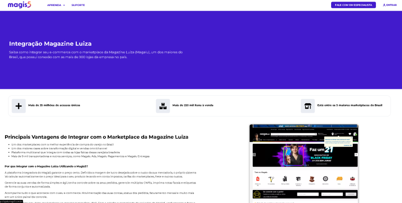 Integração Magazine Luiza e Magis5: transforme seu e-commerce 2 pagina magalu